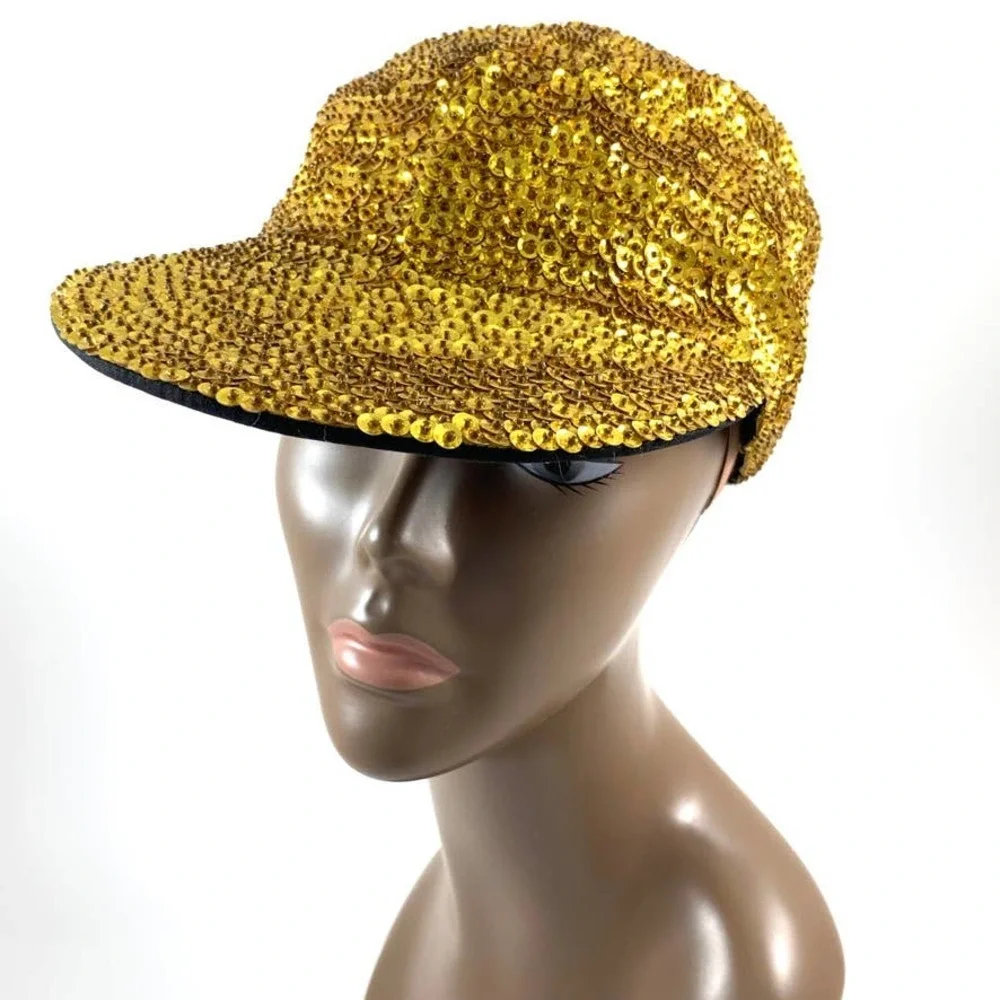 Rare 1980's gold sequin baseball cap by FASHION FANTASY - Picture 3 of 13